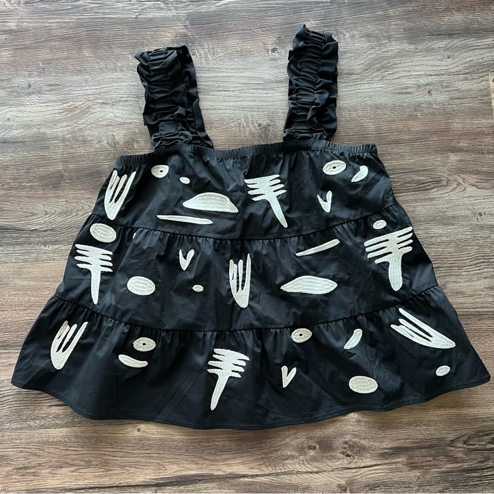 NWT Embroidered Babydoll Tank Top Blouse